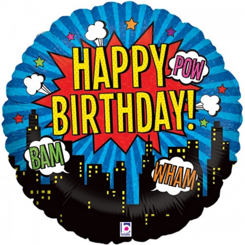 Balão Redondo Super Heróis Holográfico